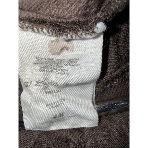 H&M Womens XS Cross Front Long Sleeve Wrap Blouse Stretch V-Neck Brown Top - Picture 2 of 14